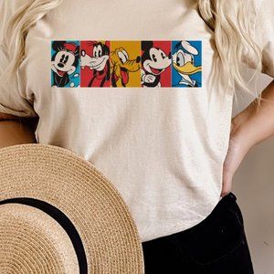 Disney Characters Mickey Pluto Goofy Donald Duck Sand Unisex T Shirt